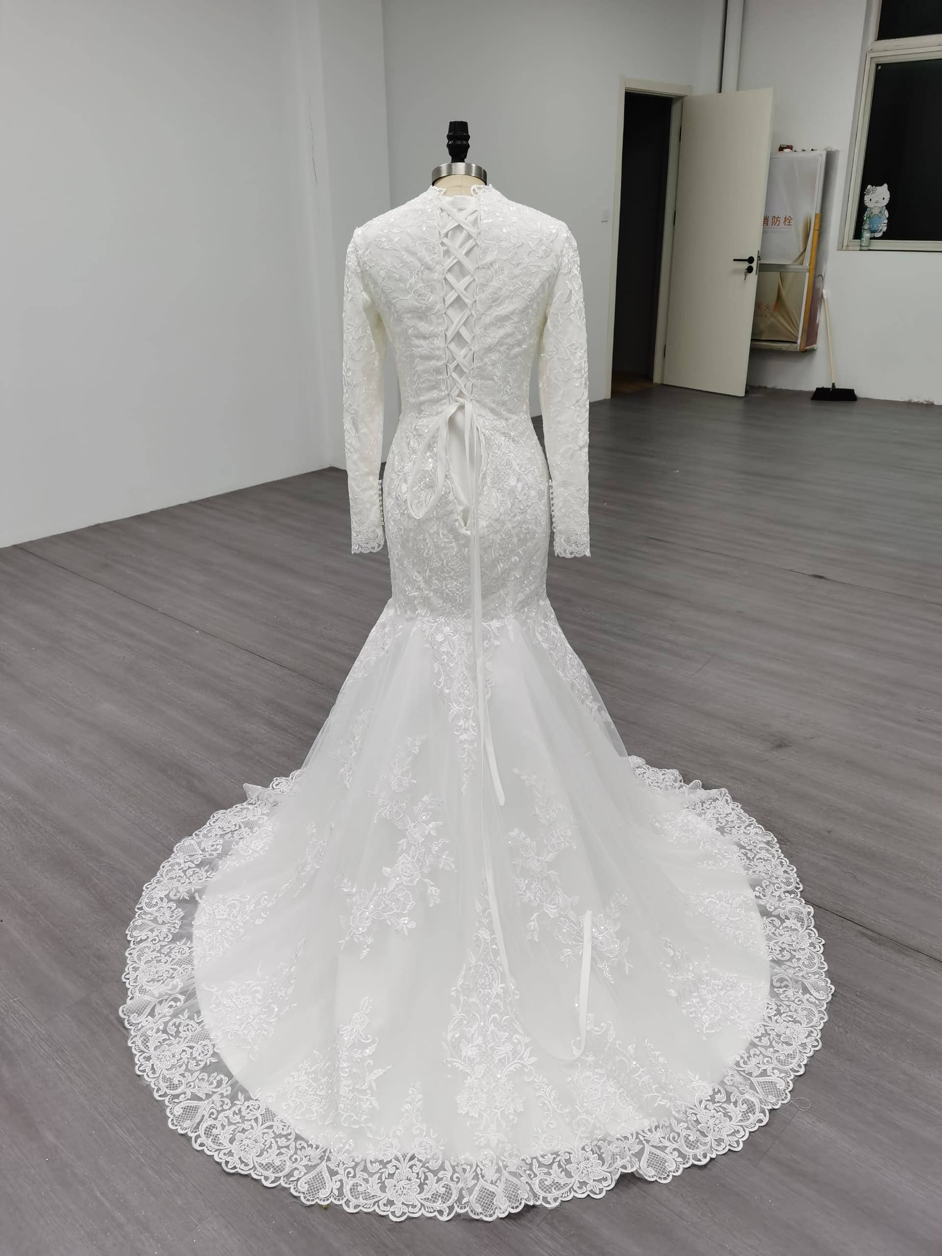Unique Modest Bridal - Wholesale Gown - Women's - Ariel - Long Sleeve Elegant Mermaid Modest Wedding Dress5