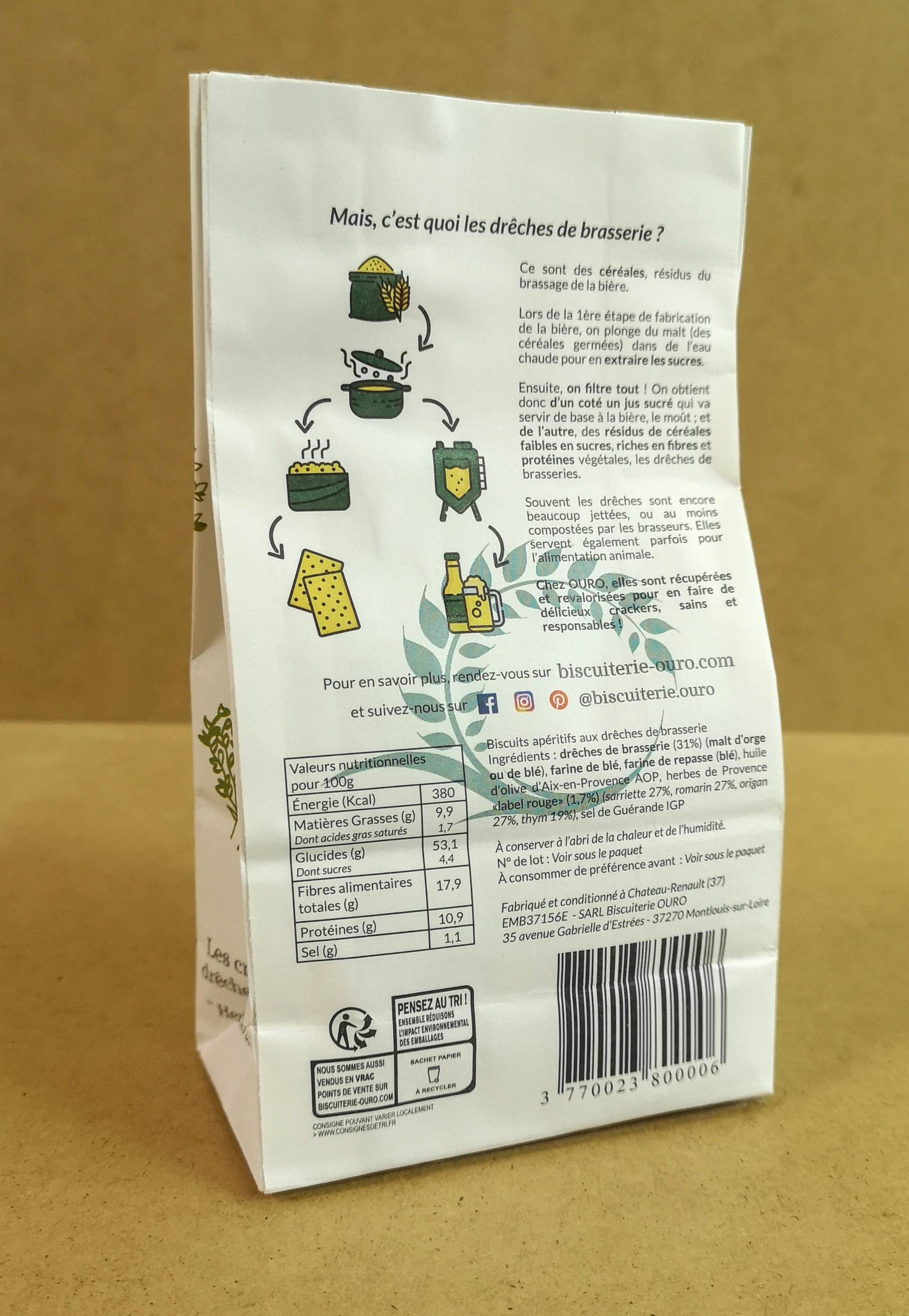 Biscuiterie OURO – Engroshandel Kiks – „Herbes de Provence“ kiks med bryggeri-dregs [100g]1