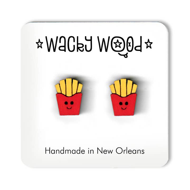 Orecchini con patatine fritte, patatine fritte, orecchini gastronomici, regalo divertente per la vendita all'ingrosso da parte di Wacky Wood