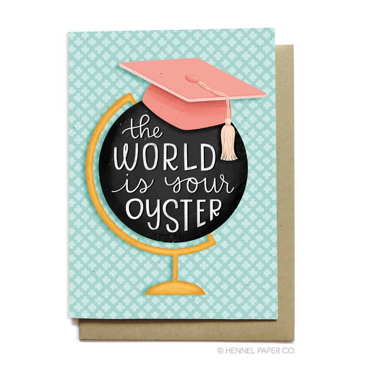 Grad Card - The World is Your Oyster Globe for wholesale by Hennel Paper Co.