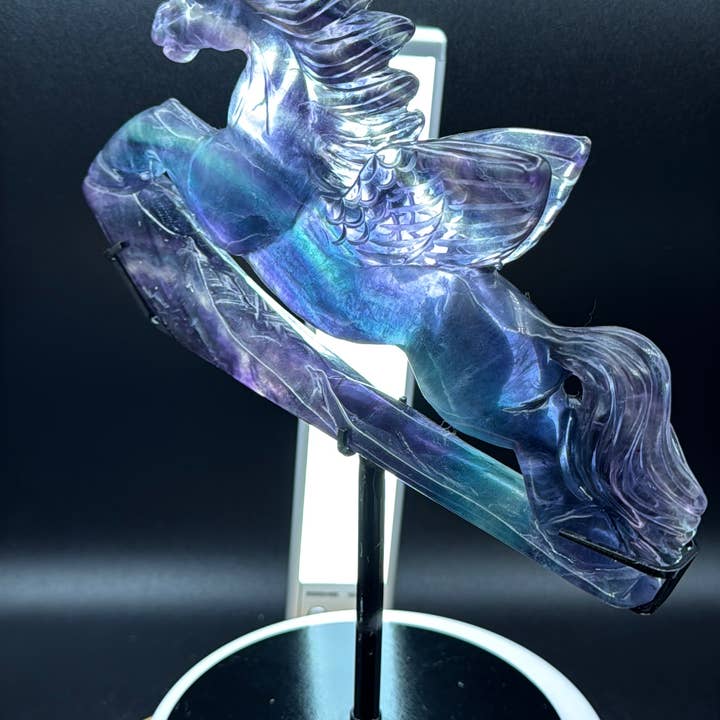 The 7 Directions - Wholesale Spiritual Stone/Crystal - Exquisite Rainbow fluorite Flying horse Pegasus H20813