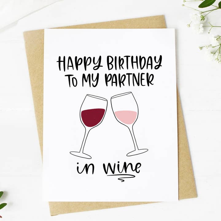 Big Moods - Wholesale Birthday Card - "Happy Birthday To My Partner in Wine" Birthday Card3