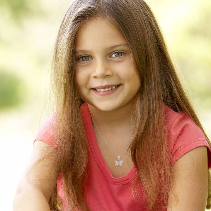 In Season Jewelry - Wholesale Kids necklace – Kids - Fluttering Butterfly Girls Necklace - Sterling Silver2