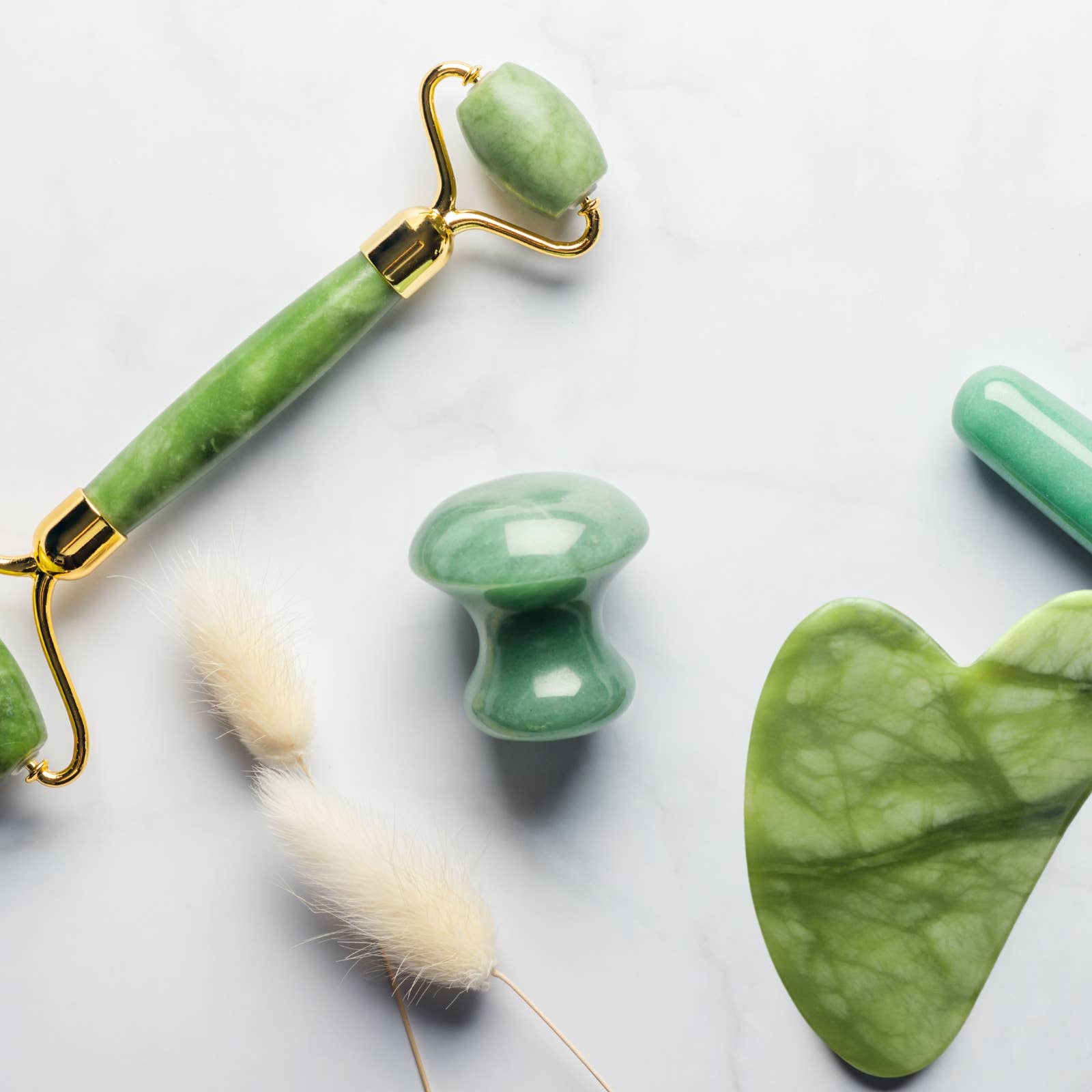 Zen'Arôme - Venta al por mayor Utensilio Gua Sha - Set de rodillo de masaje Gua Sha, Champi y Green Jade Stone0