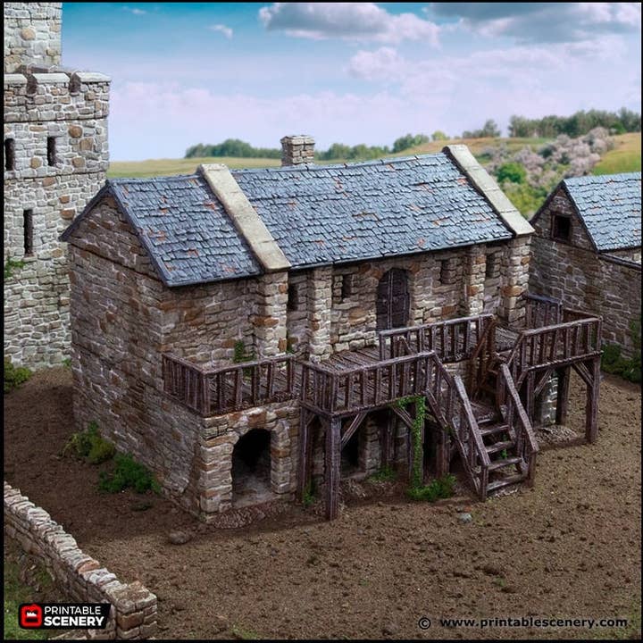 Black Rock Barracks - King and Country, DnD building | Pathfinder | Castle | Fort | Wargaming Terrain | Scatter scenery, Medieval, 28mm 32mm for wholesale by The Beaver and Broadsword