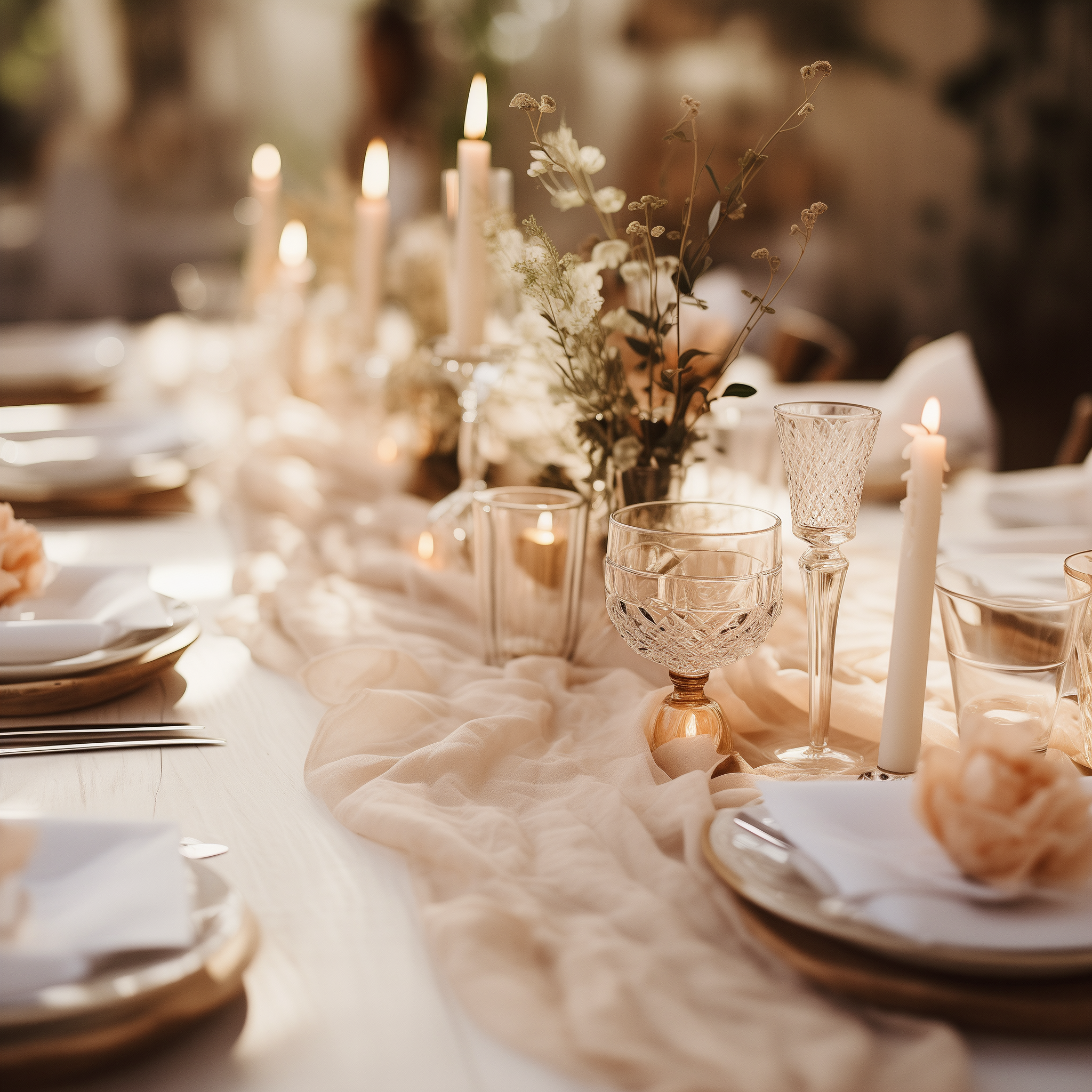 AVAGANTE Design - Vente Chemins de table - Chemin de table en mousseline froissée - beige clair3