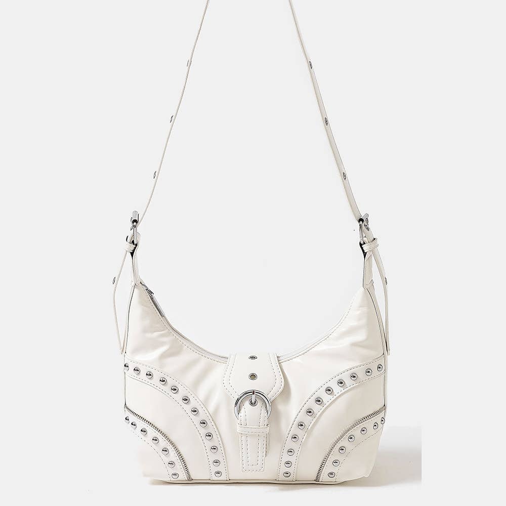 Collections by Fame Accessories - Vente Sac porté épaule – femme - Sac à bandoulière en cuir avec garniture cloutée9