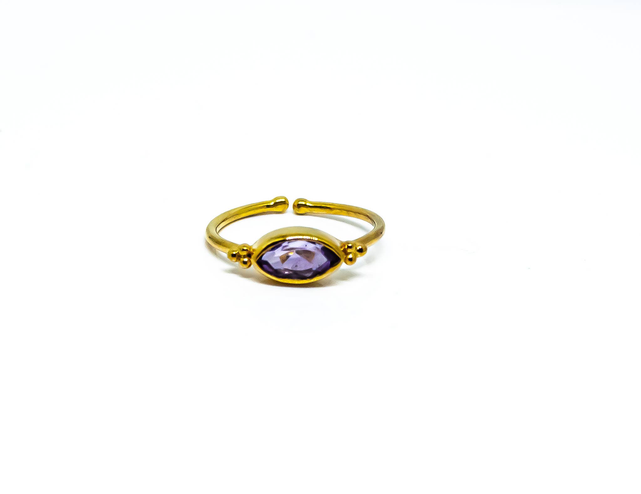Quasar Gems USA - Wholesale Band/gestapelde ring - Edelsteen Verstelbare Ring van Sterling Zilver 18K Goud Micron9