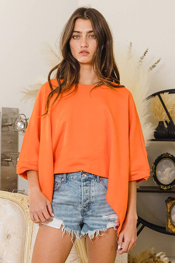 BUCKETLIST INC - Wholesale Knit Top - Women's - T1704D Solid French Terry Semi Crop Top14