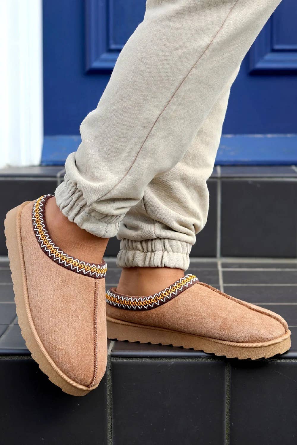 No Doubt Shoes - Wholesale Slippers - Women's - WOMENS FAUX SUEDE EMBROIDERED COZY SLIPPERS BOOTS7