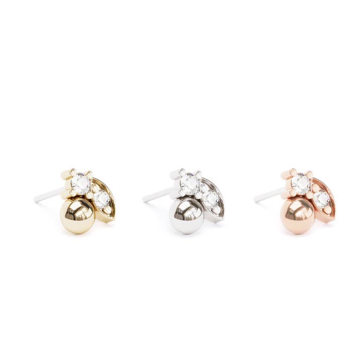 Umanative Design - Wholesale Single Earring - Unique 14K Gold Diamond Threadless End8