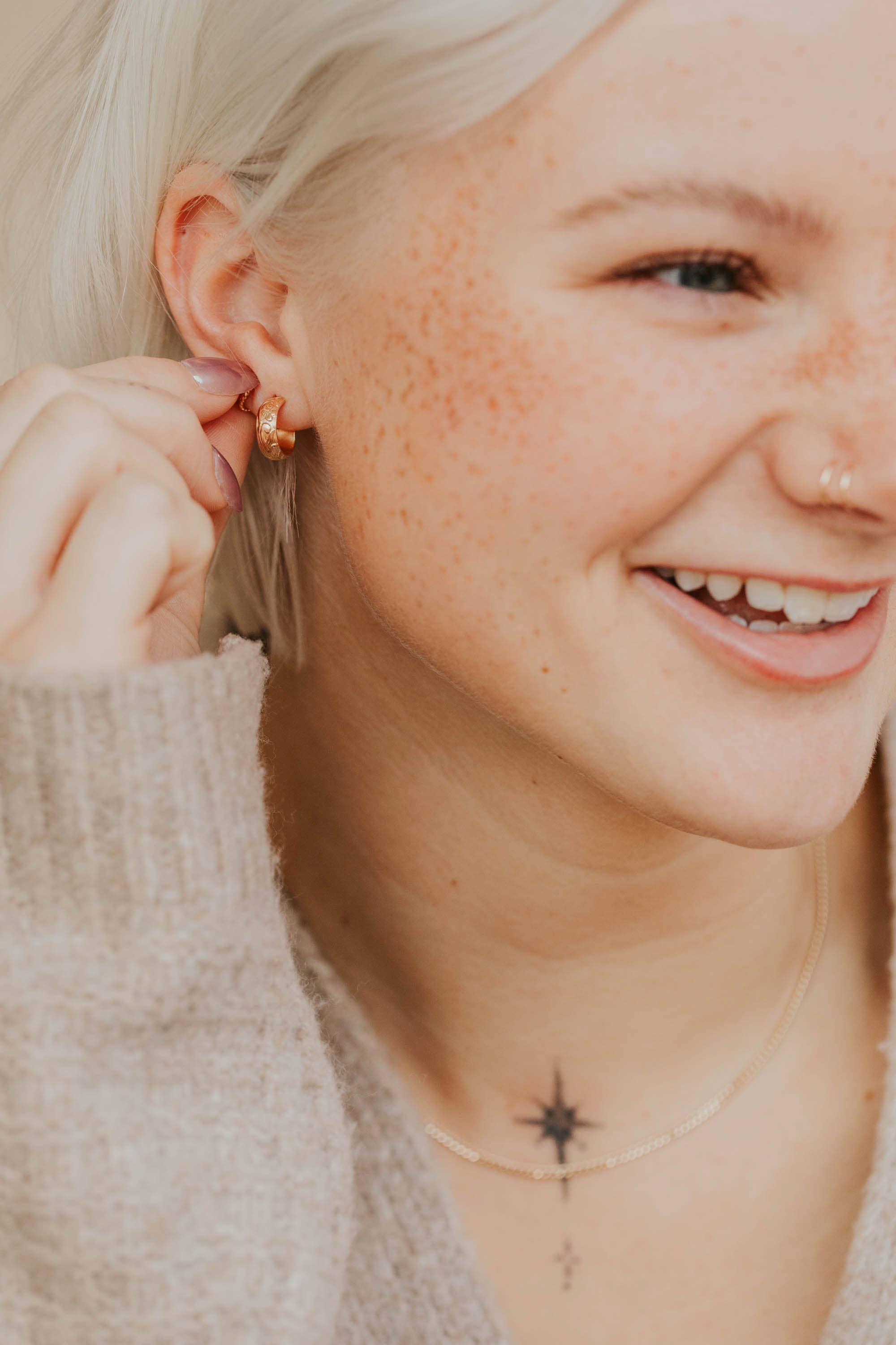 Hello Adorn - Wholesale Hoop Earrings - Baby Flora Hoops | 14kt Gold Fill + Sterling Silver4