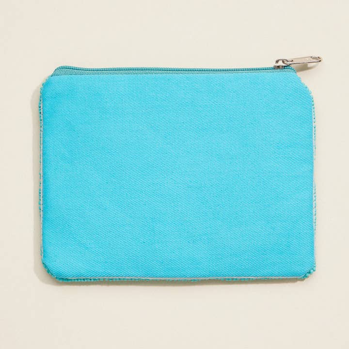 Turkos Pärlad blommig myntväska – Turkos dragkedjefodral med gult blommönster för resor och vardagsbruk för wholesale på Faire2