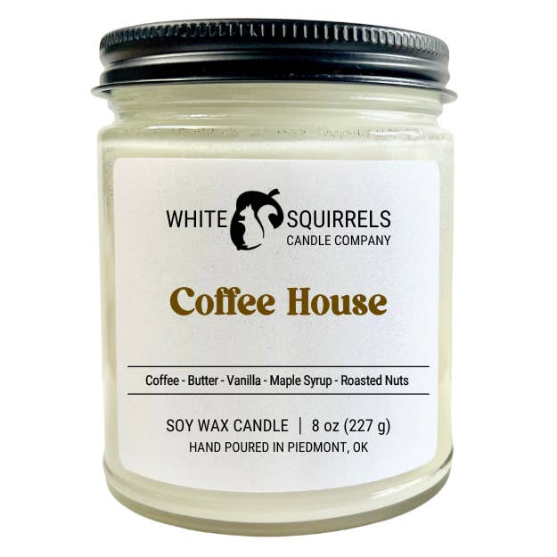 Coffee House - Barattolo di vetro con lato dritto da 8 once per la vendita all'ingrosso da parte di White Squirrels Candle Co
