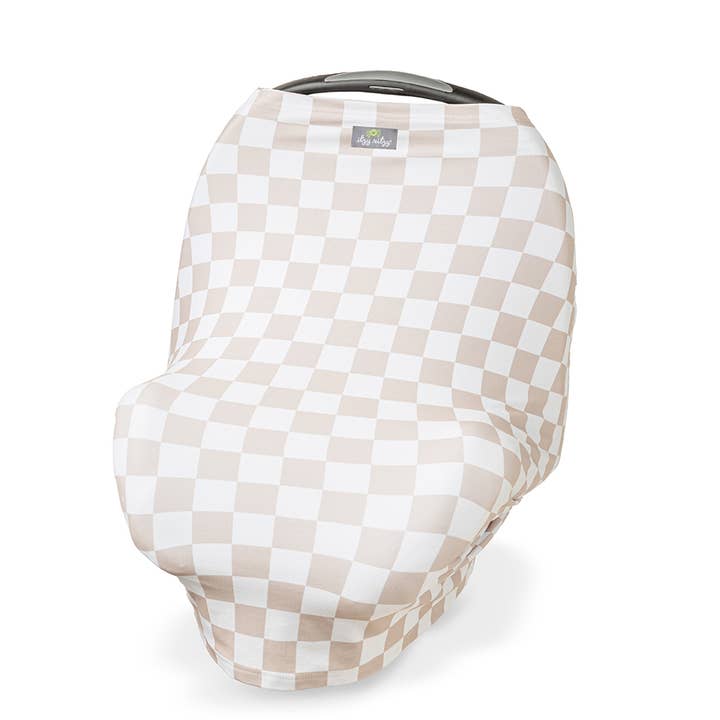 Itzy Ritzy - Wholesale Car Seat Cover - Kids & Baby - *NEW* Taupe Checkerboard Mom Boss™ 4-in-1 multi-use cover