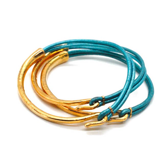 Zeemeerminleer + 24-karaats vergulde armband voor wholesale door LIZOU