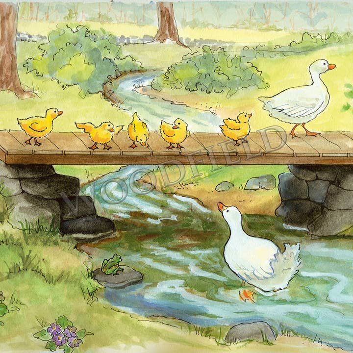 #8 - First Swim in Brook Notecard for wholesale by Woodfield Press
