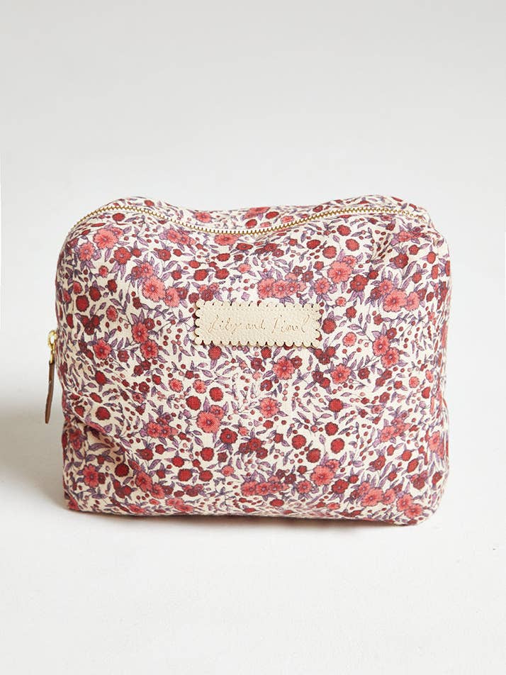 Nola Aster Print Wash Bag In Pink for wholesale by Lily and Lionel