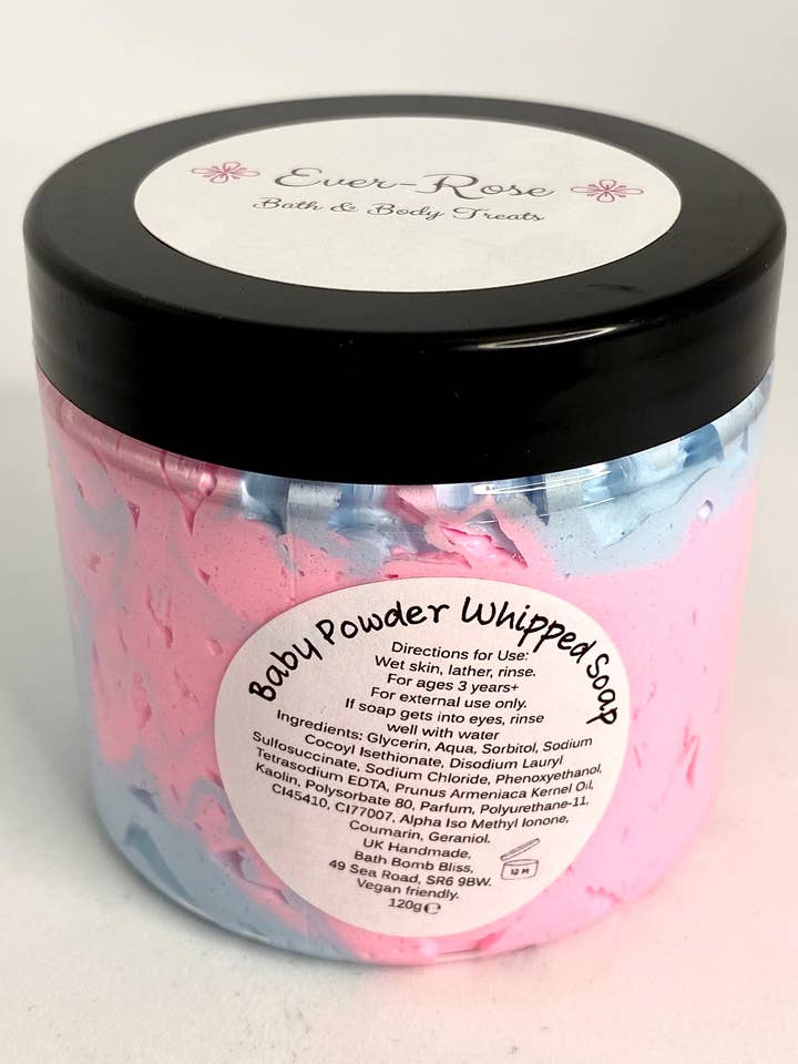 Baby Powder Whipped Soap for wholesale by Ever-Rose Bath & Body Treats