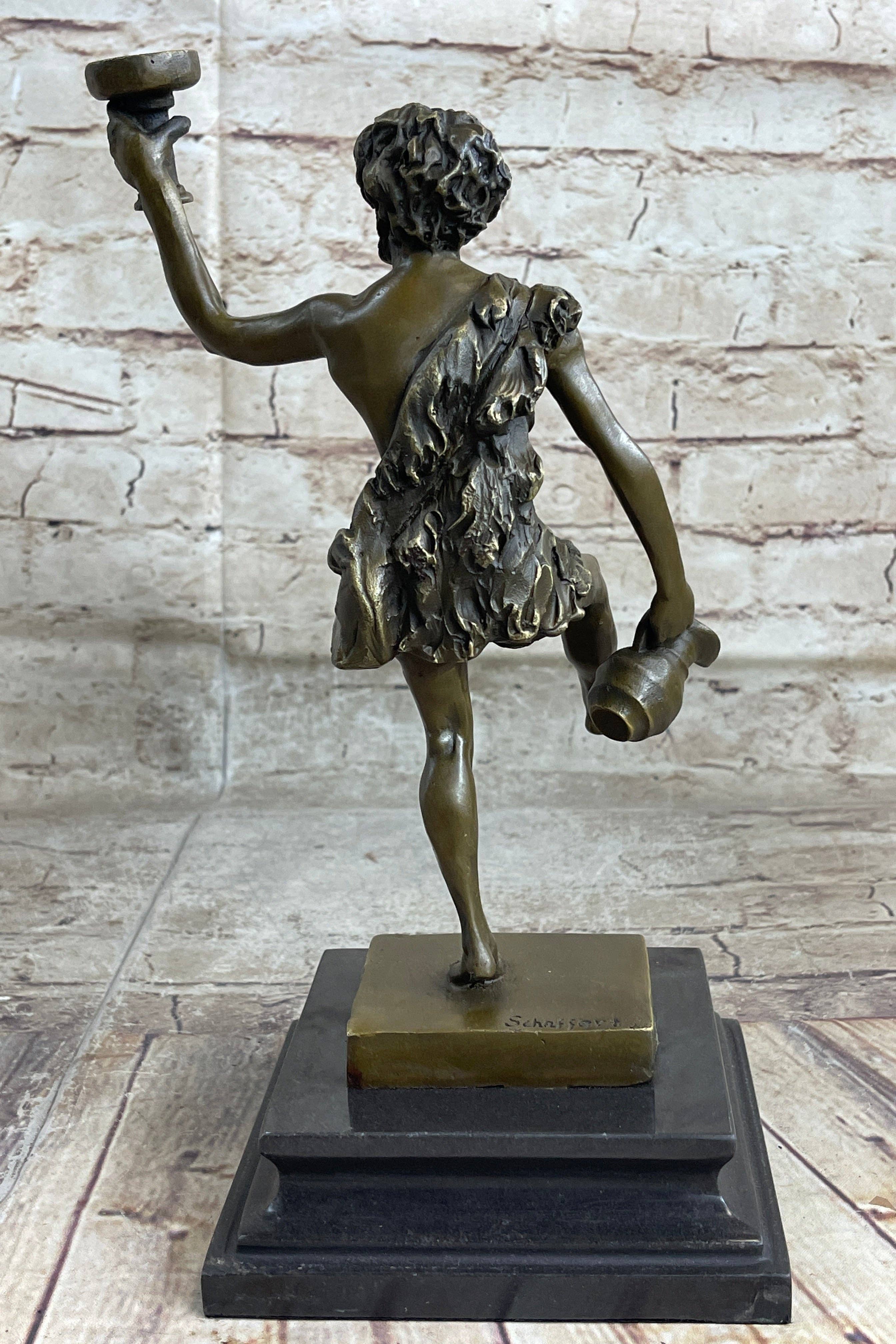 Bronzhaus - Wholesale Sculpture - Greek Roman God of Wine Dionysus Bacchus Bronze Sculpture Statue on Marble Base4