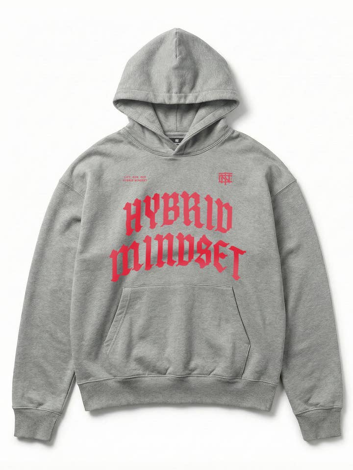 Hybrid Mindset Sweat à capuche oversize - gris chiné pour la vente par Thundernoise