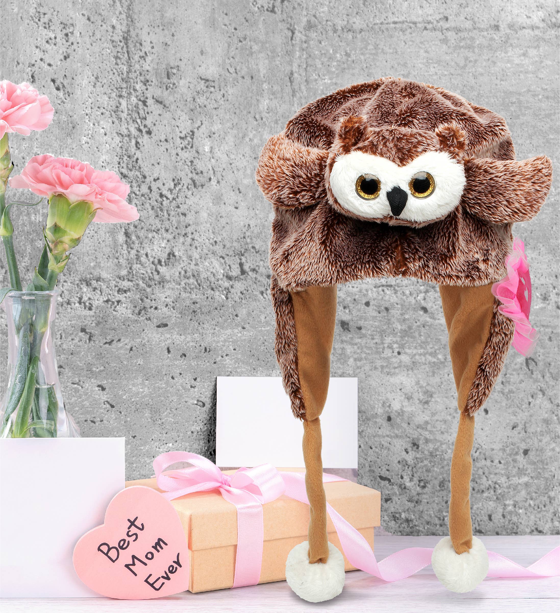 Cota Global - Wholesale Kids Hat - Kids - Plush Mothers Day Heart - Super Soft Plush Hat - Owl6