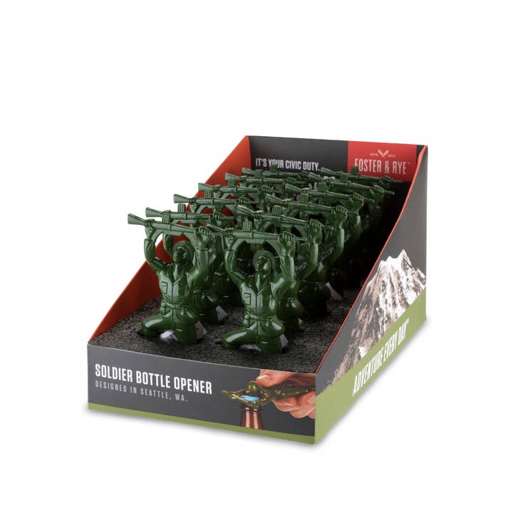 Foster & Rye - Wholesale Bottle/Wine Opener - Army Man Bottle Opener in Counter Display Unit1