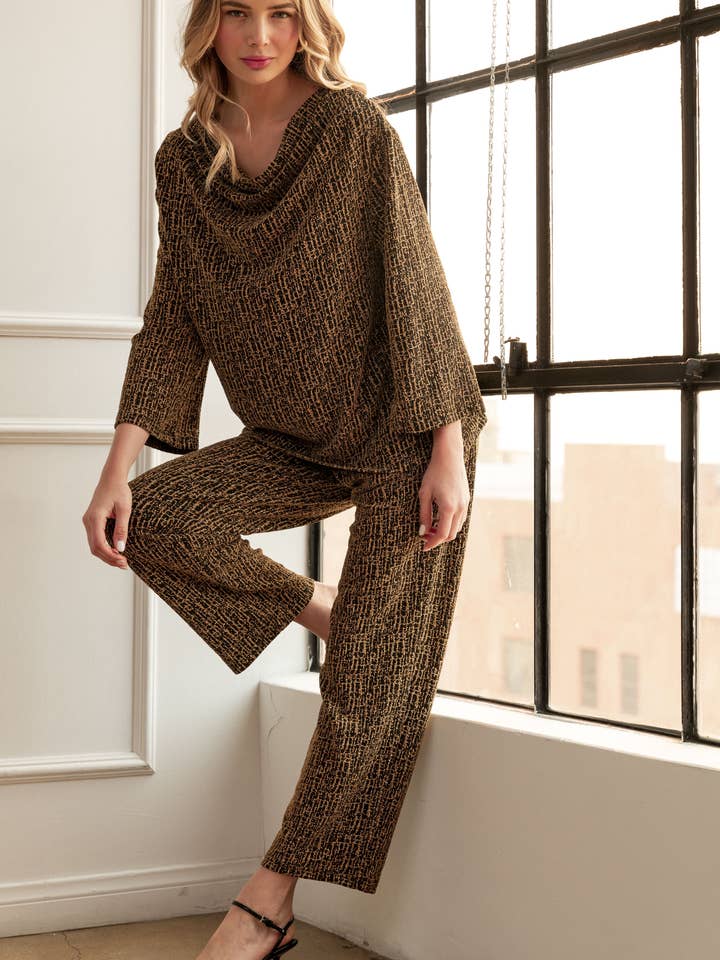 Karla Two Tone Gebreide Broek voor wholesale door Joh Apparel