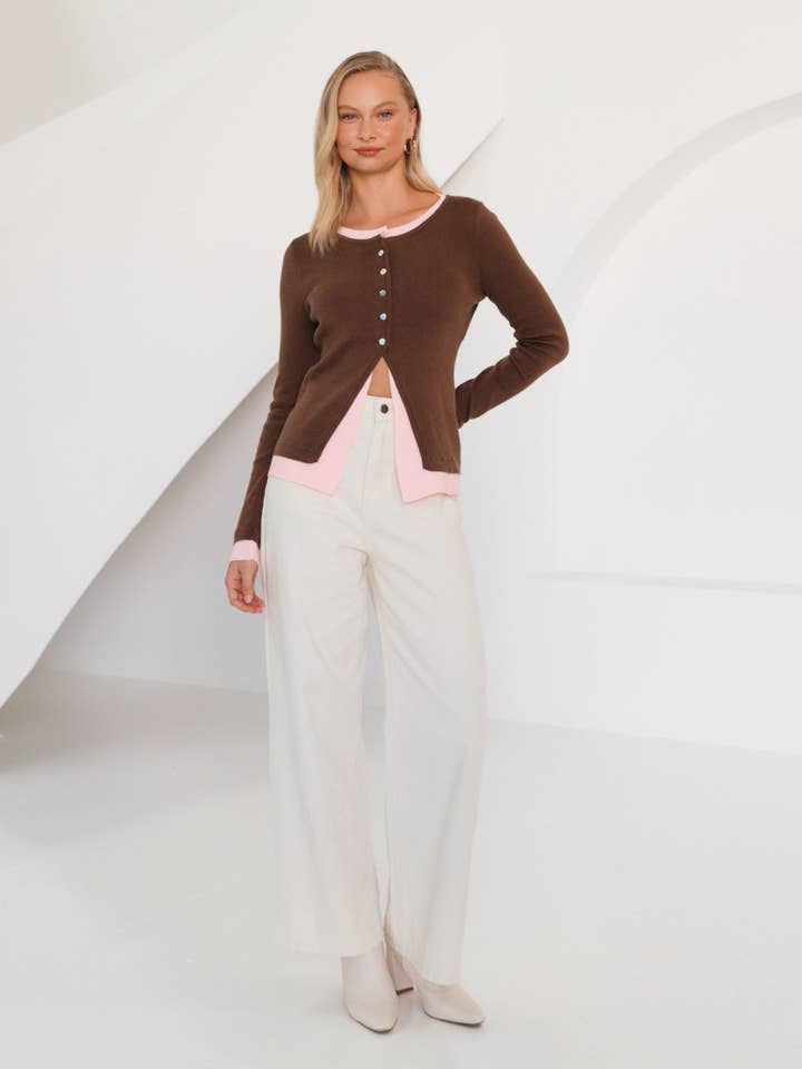 Global Fashion House - Wholesale Cardigan - Women's - CONTRAST TRIM CADIGAN1