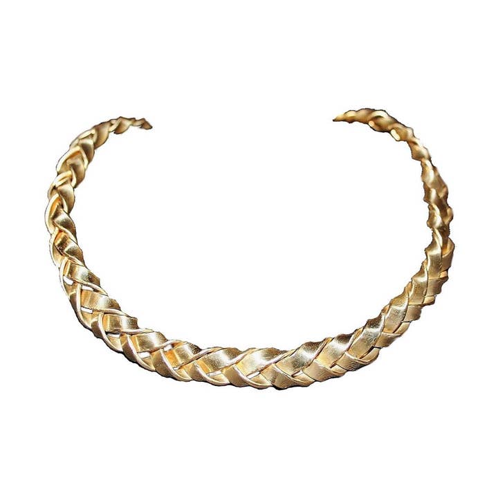 Brass Braid Choker Necklace for wholesale by Grinhilda Szendy