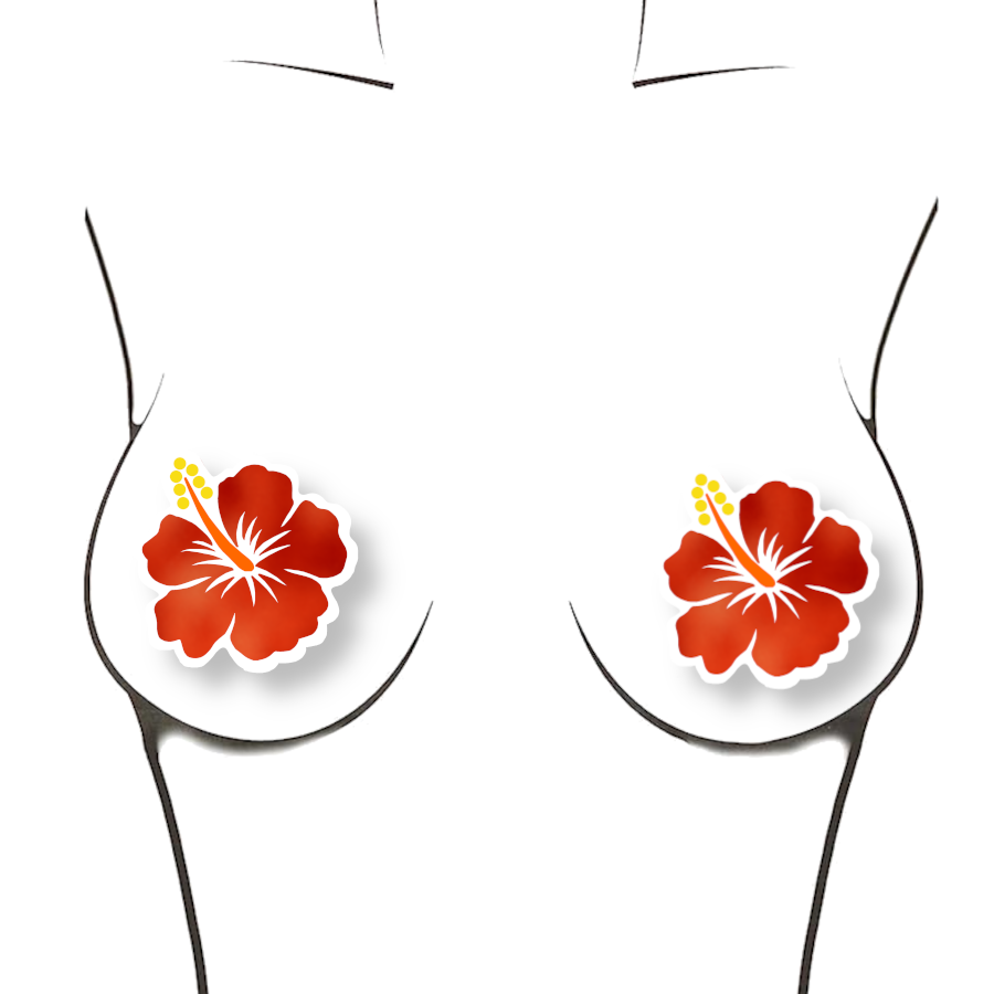 Niptees - Wholesale Nipple Pasties - Women's - Colorful Hibiscus Flower Nipple Cover Pasties 4