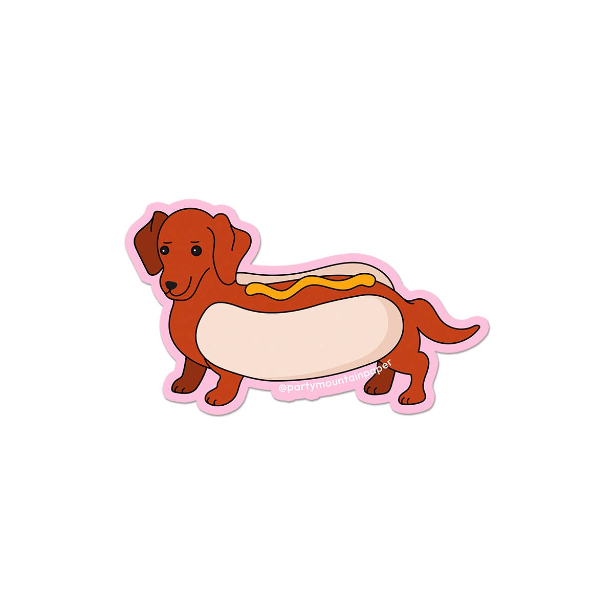 Party Mountain Paper co. - Wholesale Phone & Laptop Stickers - Weenie Hotdog Sticker (Mustard)3