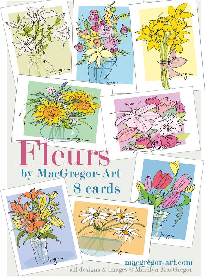 Set de cartes de notes FLEURS Vert pour la vente par MACGREGOR-ART