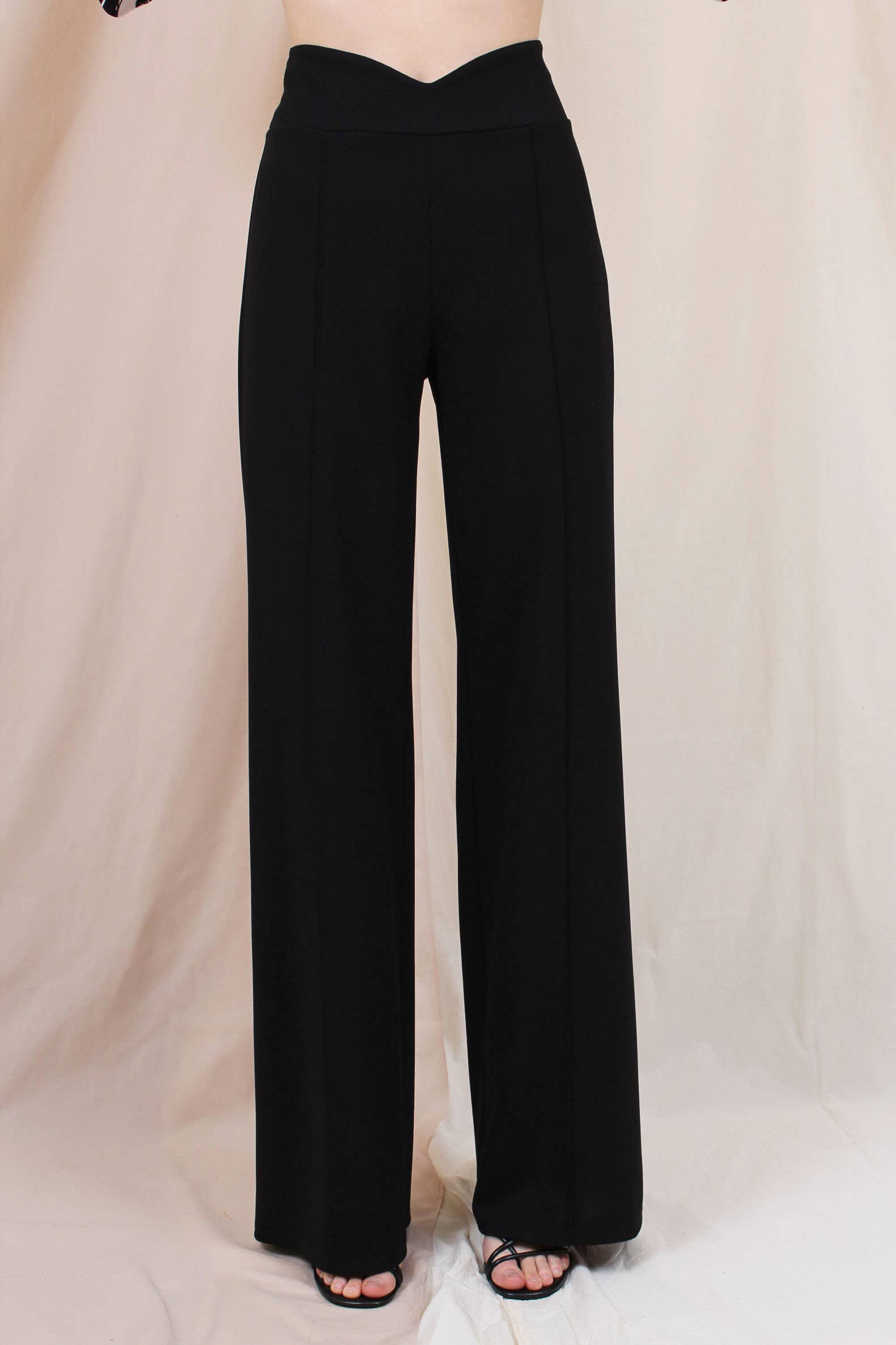 Fore Collection - Wholesale Pants - Women's - DRESSY HIGH WAISTED V CUT PINSTRIPE TROUSERS -PD5710F01