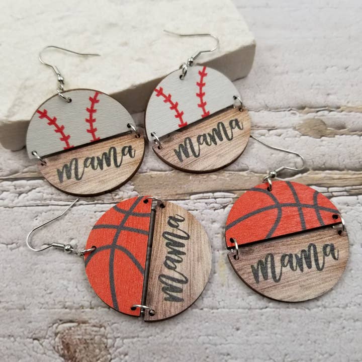 Treasure Wholesale - Wholesale Dangle earrings - Sports mama Baseball Basketball Earrings - Mother's Day Gift2