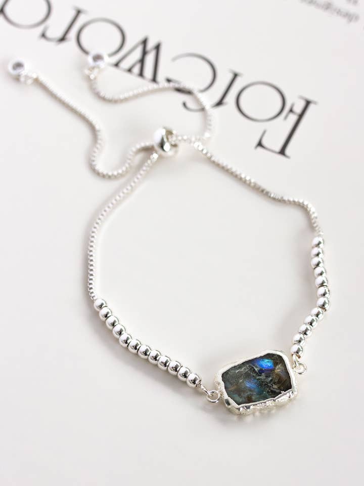 Stone and Silver Skies Adjustable Bracelet for wholesale by Luna Norte