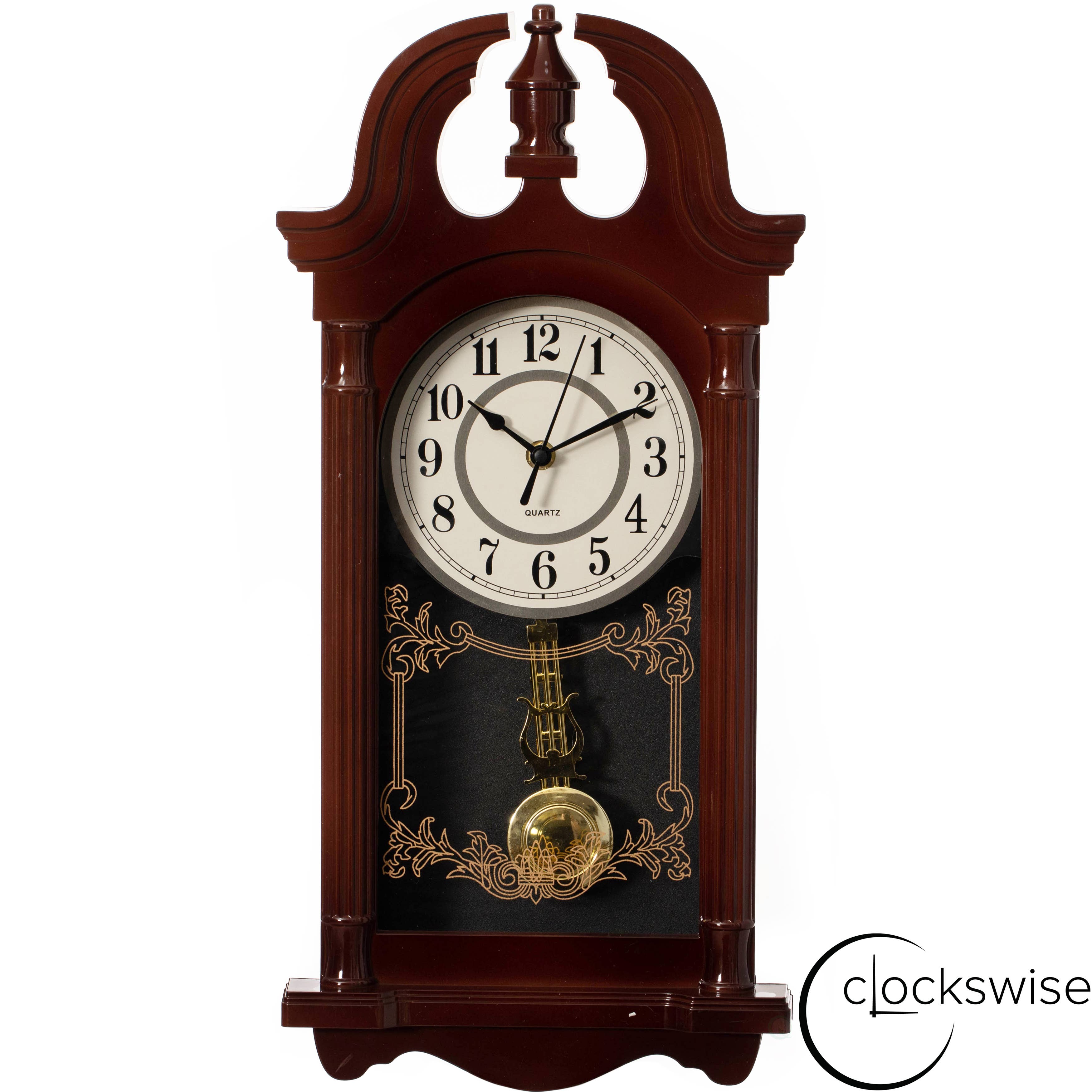 Quickway Imports - Wholesale Wall Clock - Vintage Grandfather Wood Looking Plastic Pendulum Wall Clock29
