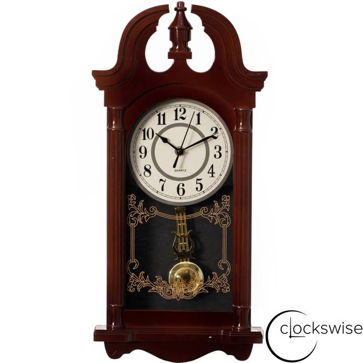 Quickway Imports - Wholesale Wall Clock - Vintage Grandfather Wood Looking Plastic Pendulum Wall Clock29