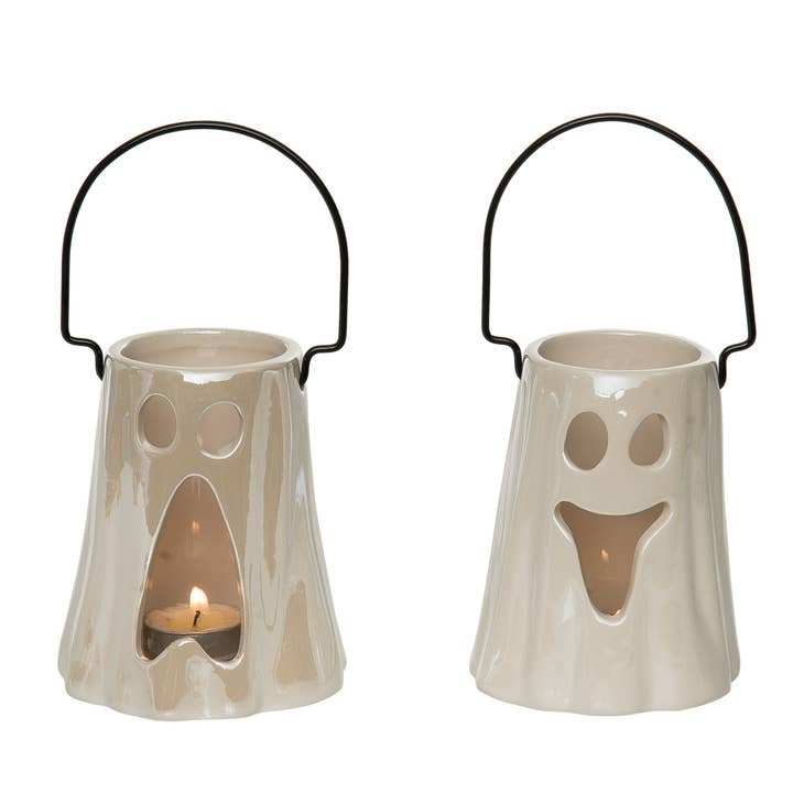 Transpac - Wholesale Candle Holder - SALE Halloween Pearlescent Ghost Candle Holder Votive
