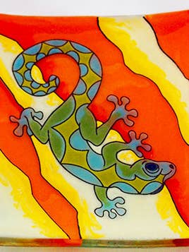 Green Gecko Square Plate / Dish for wholesale by Pampeana