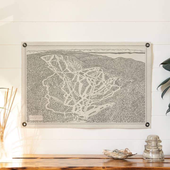 Mad River Glen, Vermont Mountain Trail Map Felt Banner for wholesale by Benoit's Design Co.