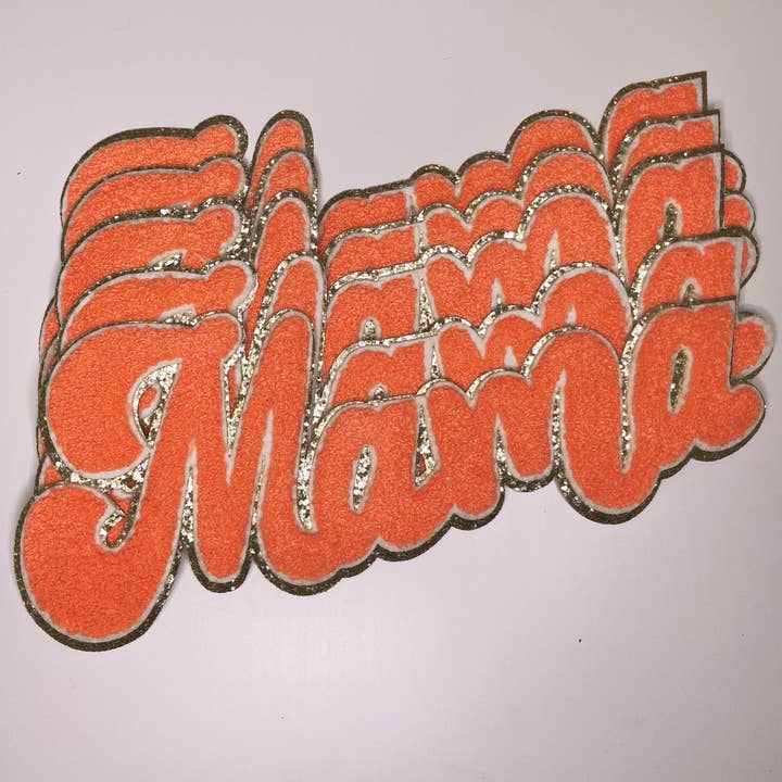 Chenille MAMA in Peach Tang 11" - Chenille Patch for wholesale by TEELUX