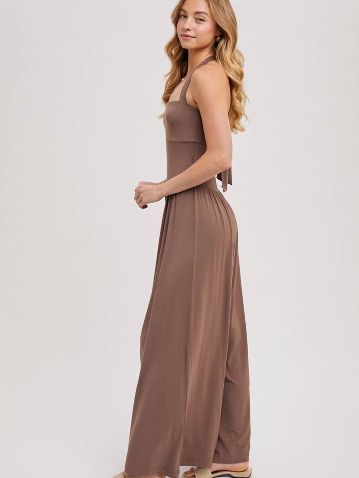 Bluivy – wholesale Jumpsuit – Women's – HALTER TIE-BACK CLOSURE SQUARE NECK WIDE LEG JUMPSUIT17