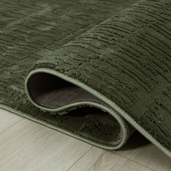 Abani Rugs - Wholesale Area Rug - Abani Plush Deco Machine Washable Textured Grid Green Rug4