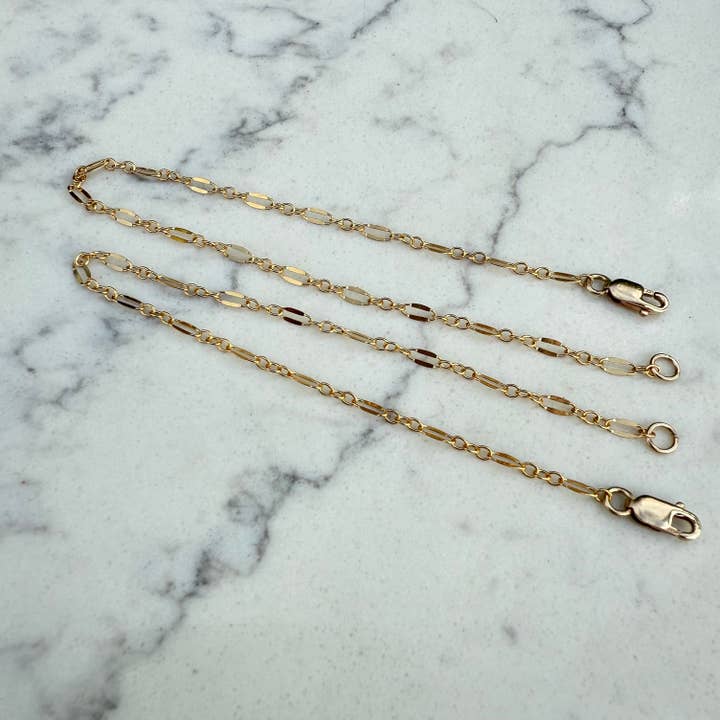 Gold Filled Dappled Long and Short Chain Bracelet for wholesale by Plumage Jewelry