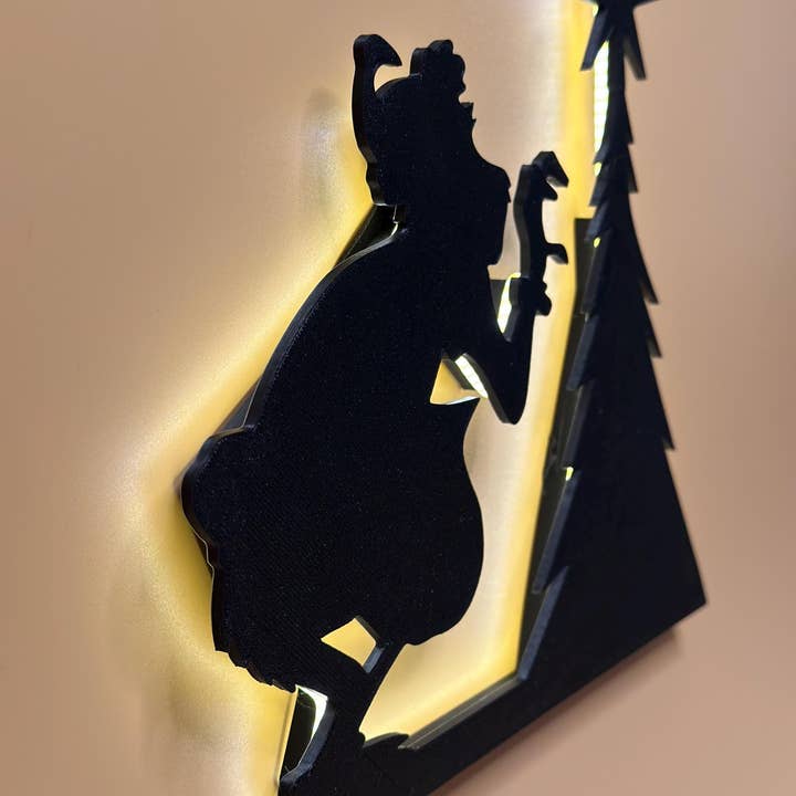 <3 Studio – wholesale Juldekoration – Festlig USB-dimmerlampa med Grinch-silhuett för juldekoration