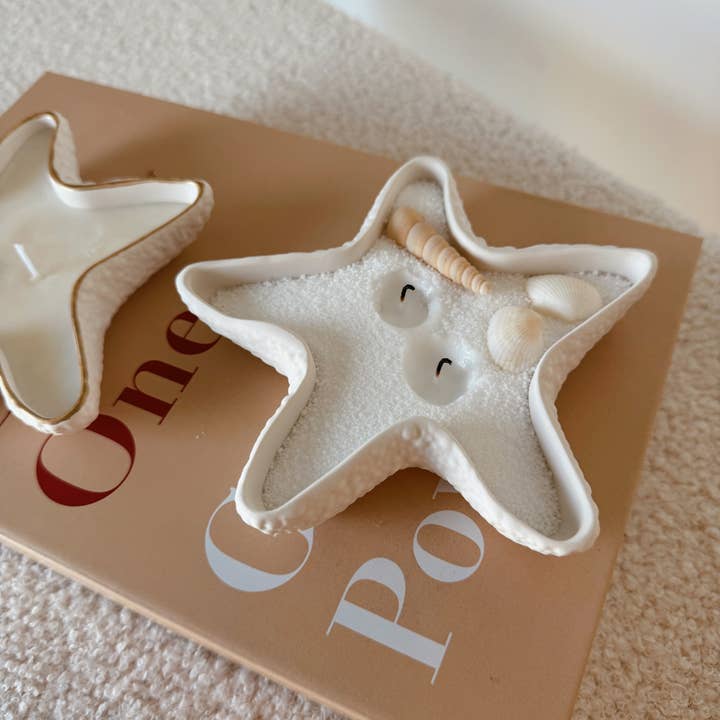 My Milky Candle - Wholesale Decorative Plate/Dish/Bowl - Handmade Jesmonite Starfish Pouch Empty Tray