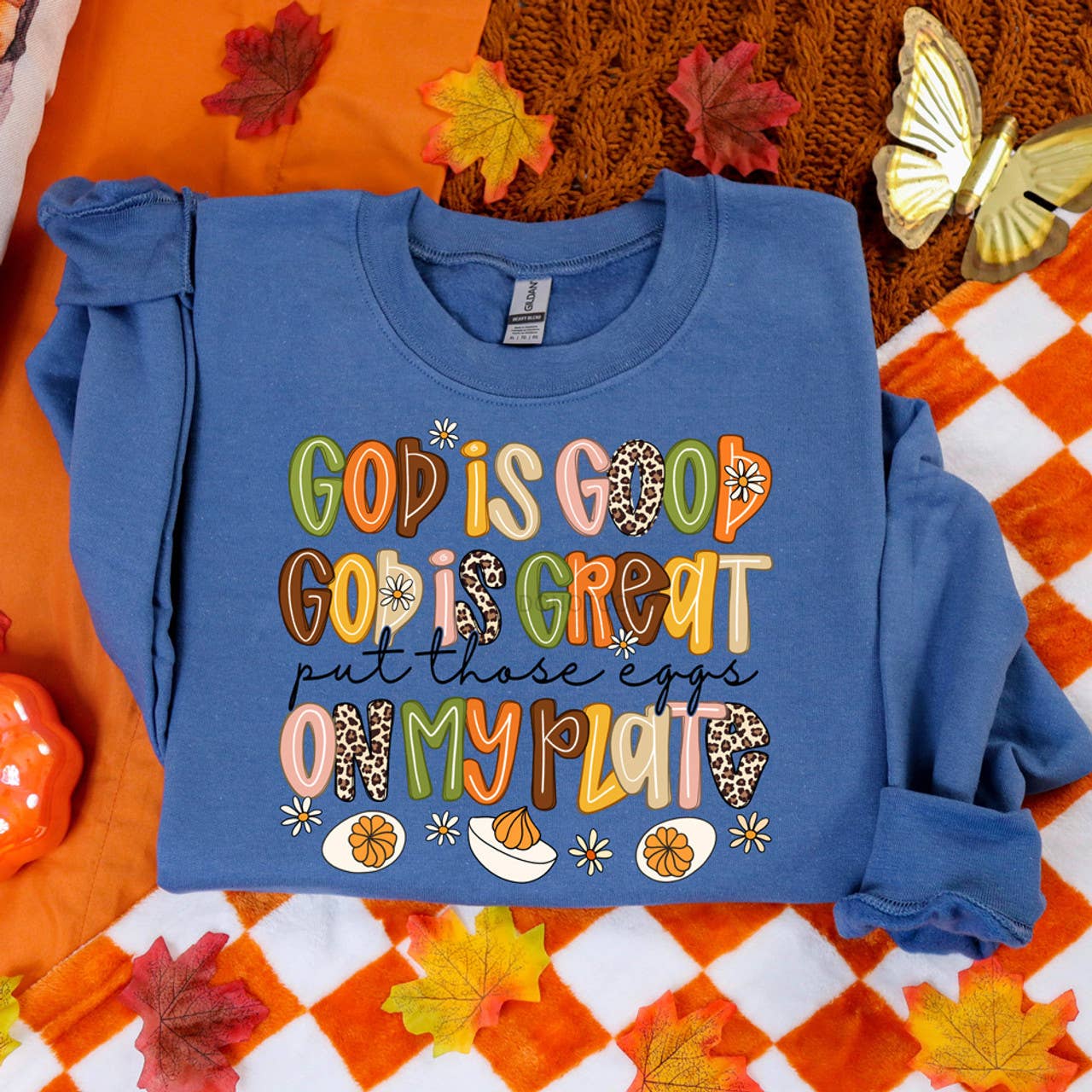 Trendy Tee Co. - Wholesale T-Shirt (Graphic) - Unisex - God Is Good God Is Great Put Those Eggs On My Plate Sweatshirt0