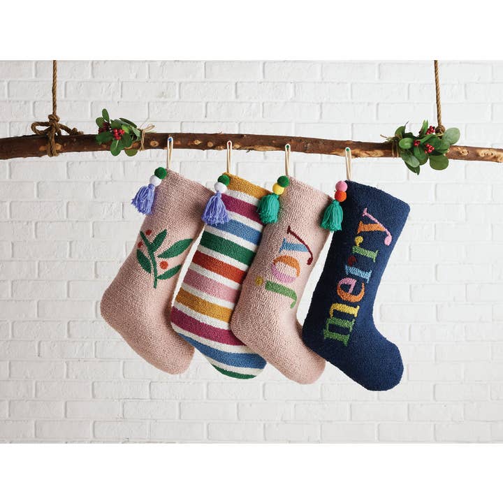 Peking Handicraft - Wholesale Holiday Stocking - Merry Stocking With Pom Pom Tassel - Ampersand1