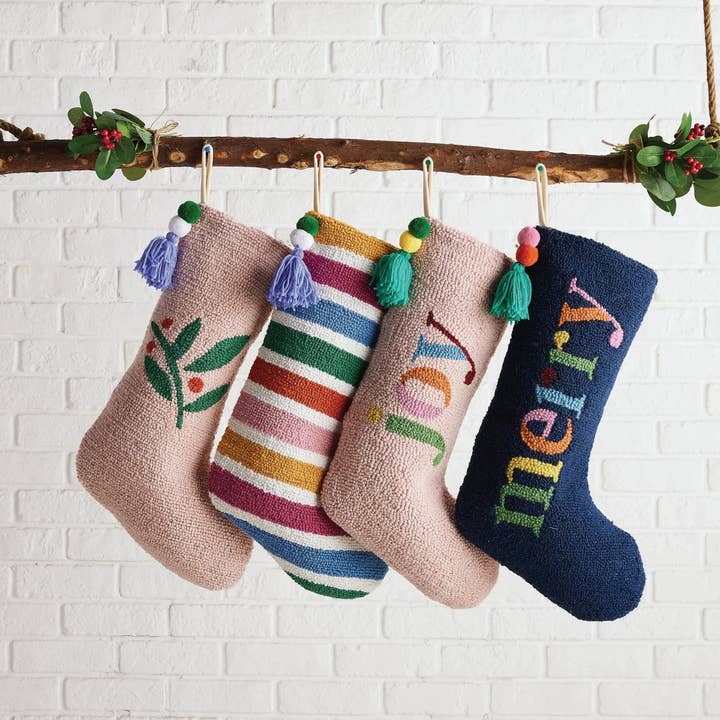 Peking Handicraft - Wholesale Holiday Stocking - Rainbow Stocking With Pom Pom Tassel - Ampersand